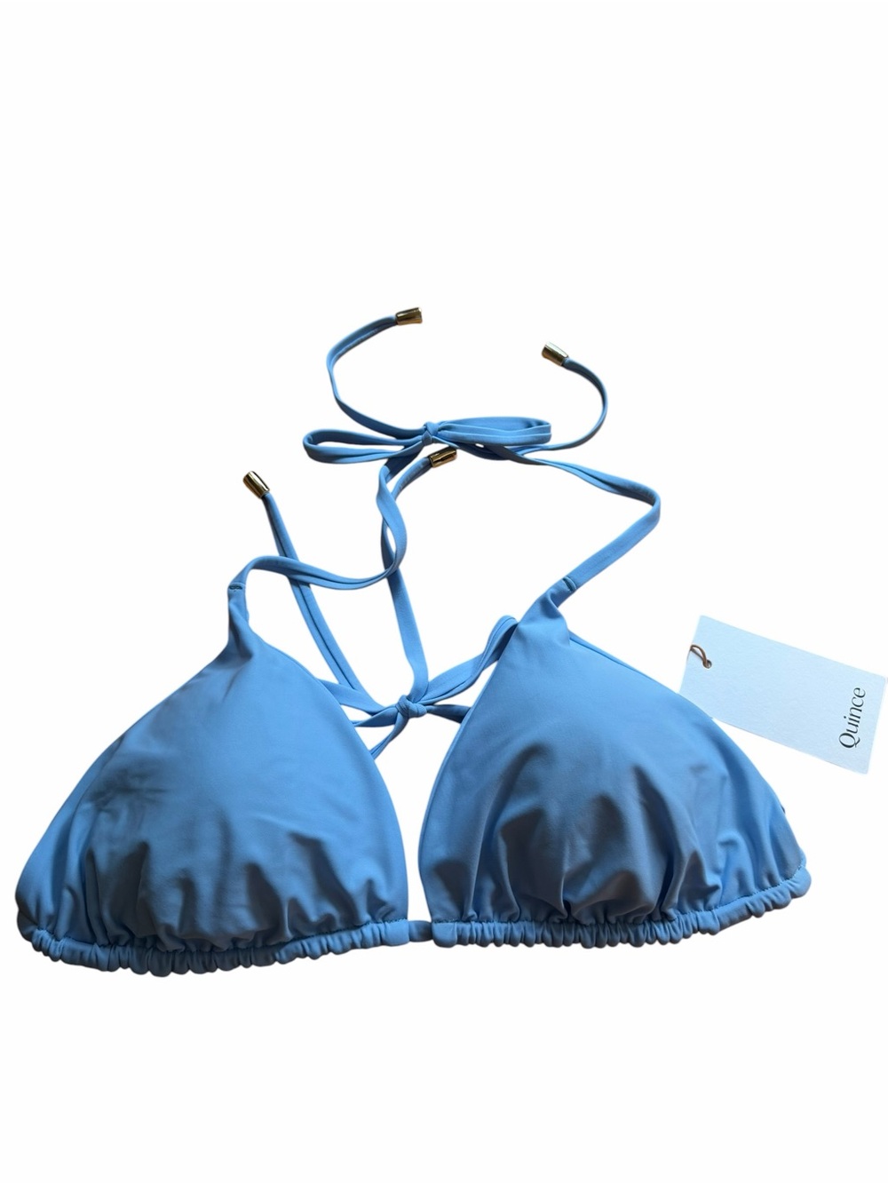 Quince Sky Blue Triangle Bikini Top Size Large New with tags